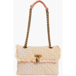 Kurt Geiger Tweed Brixton‎ Lock Bag Orange Lilac Chain Shoulder Strap